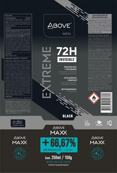 Above Extreme Men Black Antiperspirant Deodorant 72h Spray Maxx (Above Extreme Men Black Antiperspirant Deodorant 72h Spray Maxx)